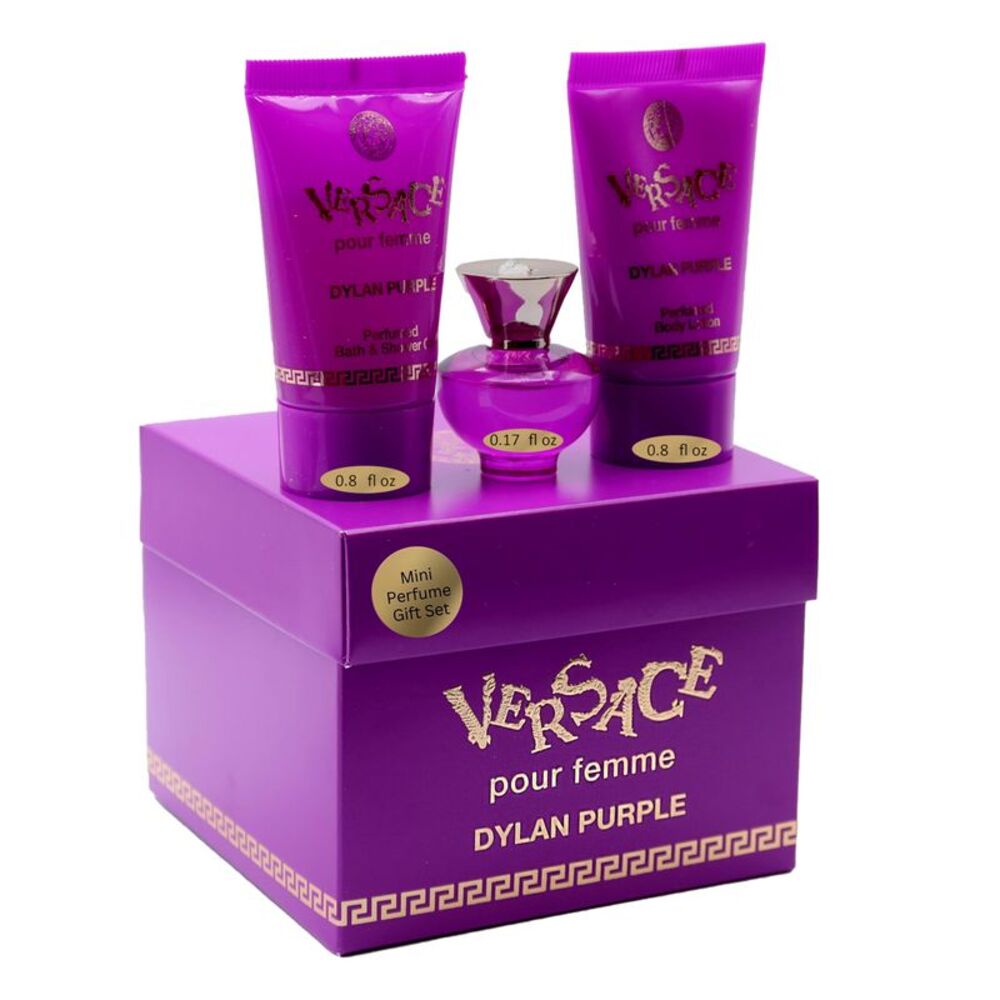 Versace Dylan Purple Gift Set  for Women (0.17 EDP Spl + 0.8 BL + 0.8 SG) - New